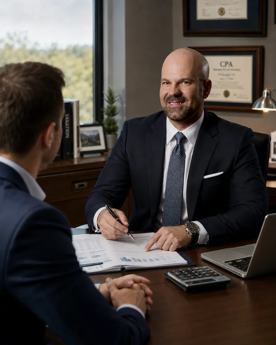 A Warrior CPA working through the numbers with a client